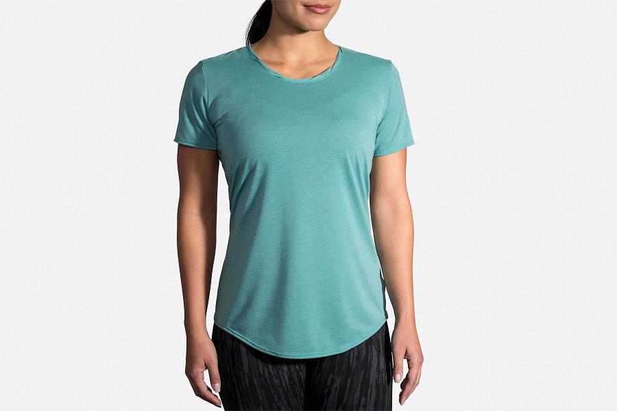 Brooks Distance Women Clothing & Running Shirt Blue EFV420931